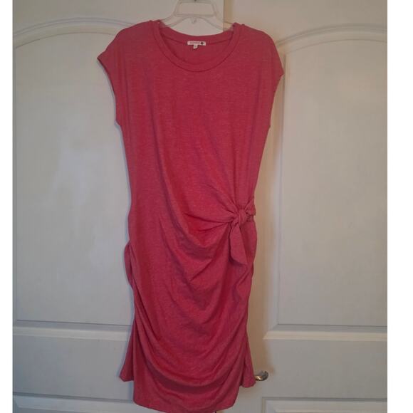 Sundry Red Ruched Lined Midi Dress Stretchy Size 4  - Great Condition Flattering - Picture 1 of 5